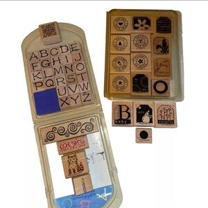 Lot Of 47 Wood Rubber Stamps- 16) Stampin’ Up, Alphabet Stampabilities, & More‎
